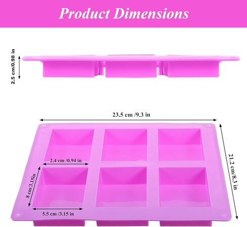 10 Pcs Silicone Soap Molds, 6 Cavity Rectangle Molds for Soap Making, Reusable Square Mold Bulks for Cake Baking, Chocolate, Candle Craft, Ice Cube Trays Handmade DIY Scented Candles in Kuwait