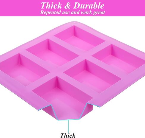 10 Pcs Silicone Soap Molds, 6 Cavity Rectangle Molds for Soap Making, Reusable Square Mold Bulks for Cake Baking, Chocolate, Candle Craft, Ice Cube Trays Handmade DIY Scented Candles in Kuwait