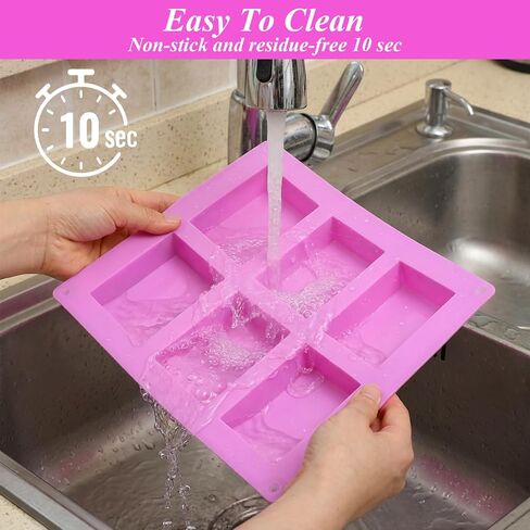 10 Pcs Silicone Soap Molds, 6 Cavity Rectangle Molds for Soap Making, Reusable Square Mold Bulks for Cake Baking, Chocolate, Candle Craft, Ice Cube Trays Handmade DIY Scented Candles in Kuwait