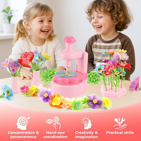 Casuenia Fabric Flower Bouquet Toys for Kids Ages 4-8, DIY Flower Making Kit, Bouquet Craft Kits Creative Gift for 4 5 6 7 8 Years for Toddler Girl for Birthday Christmas in Kuwait