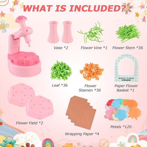 Casuenia Fabric Flower Bouquet Toys for Kids Ages 4-8, DIY Flower Making Kit, Bouquet Craft Kits Creative Gift for 4 5 6 7 8 Years for Toddler Girl for Birthday Christmas in Kuwait