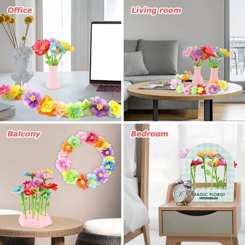 Casuenia Fabric Flower Bouquet Toys for Kids Ages 4-8, DIY Flower Making Kit, Bouquet Craft Kits Creative Gift for 4 5 6 7 8 Years for Toddler Girl for Birthday Christmas in Kuwait