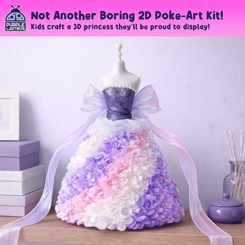 مجموعة Poke in Art - هدايا أميرة عيد ميلاد خالية من الفوضى للأعمار 4 5 6 7 8 مجموعة أدوات فنية وحرف يدوية للفتيات، نشاط إبداعي للأطفال في العطلة الصيفية للأطفال، لعبة تزيين إسفنجية ممتعة in Kuwait