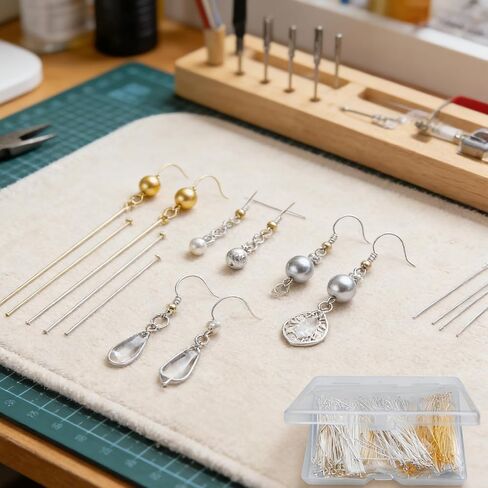1000Pcs Stainless Steel Head Pins, T-pins and Eye Pins Set, Mixed Color and Finishes, Jewelry Making Findings for DIY Earrings Necklaces Bracelets and Craft Projects in Kuwait
