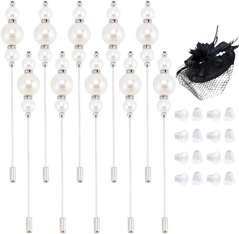 CRASPIRE 10 Colors Hat Pins Glass Beads Lapel Pin 4.8" Long Vintage Colorful Handle Stick Pin with Crystal Elegant Women Brooches for Tie Scarf Hats Suits Brooches Decorative Jewelry Making DIY Crafts in Kuwait
