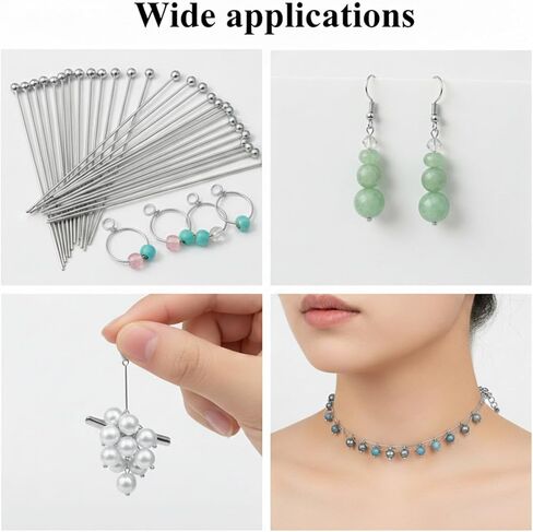 Mabor 200Pcs Ball Head Pins for Jewelry Making, 40mm/1.57In, Silver Head Pins for Jewelry Making, Beading Pin for DIY Craft Earring Bracelet Necklace Pendant Supplies in Kuwait