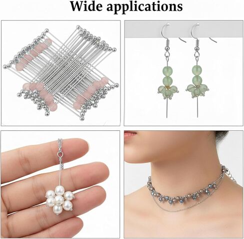 Mabor 200Pcs Ball Head Pins for Jewelry Making, 40mm/1.57In, Silver Head Pins for Jewelry Making, Beading Pin for DIY Craft Earring Bracelet Necklace Pendant Supplies in Kuwait