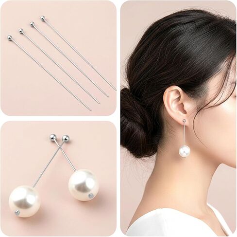 Mabor 200Pcs Ball Head Pins for Jewelry Making, 40mm/1.57In, Silver Head Pins for Jewelry Making, Beading Pin for DIY Craft Earring Bracelet Necklace Pendant Supplies in Kuwait