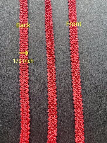 14 Yards 1/2 Inch Width Red Gimp Braid Lace Trim Centipede Lace Ribbon for Sewing and Crafts in Kuwait