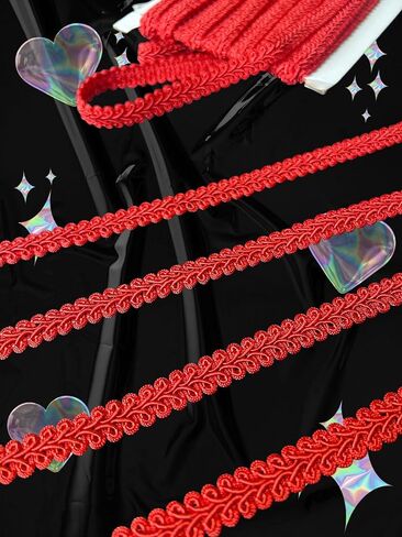 14 Yards 1/2 Inch Width Red Gimp Braid Lace Trim Centipede Lace Ribbon for Sewing and Crafts in Kuwait