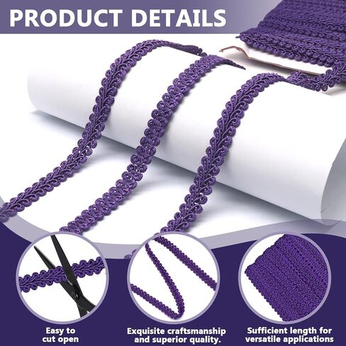 14 Yards 1/2 Inch Purple Gimp Braid Trim, Decorative Gimp Trim Ribbon Polyester Woven Braid Trim for Sewing DIY Crafts, Costumes and Gift Embellishment in Saudi Arabia