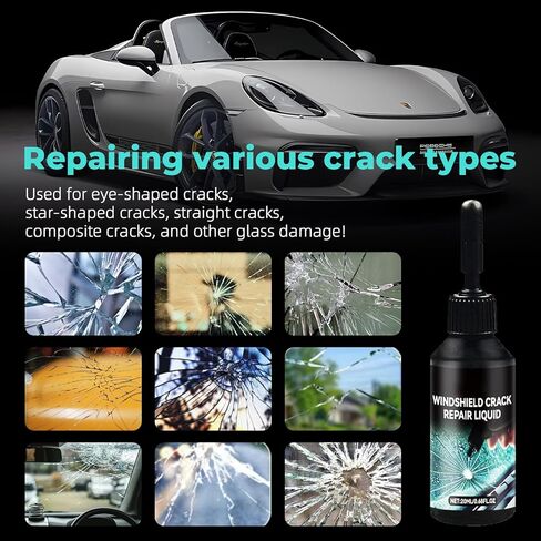 DEZEU 2026 Windshield Crack Repair Kit,Upgraded 2 Bottles Windshield Chip Repair Kit,5MinQuick-Glass Repair Liquid,Long-Lasting for Windshields, Windows, Mirrors,All Crack Types 0.68 FL OZ. in Kuwait