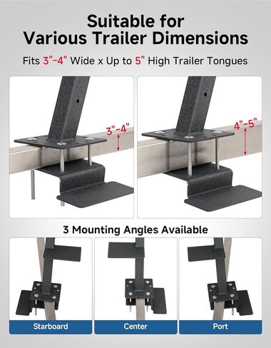 KEMIMOTO Boat Trailer Steps with Handrail, 4 Step Heavy Duty Boat Boarding Ladder for Easy Bow Access, Universal Fit for Bass Boat, Pontoon & Aluminum Trailers, Non-Slip Treads, Rust-Resistant, Black in Kuwait