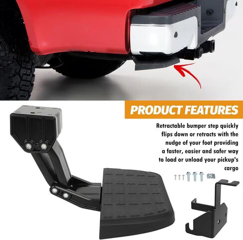 خطوة السرير القابلة للسحب متوافقة مع Jeep Gladiator JT 2020 2021 2022 2023 2024 3.6L 5.7L المصد الخلفي للباب الخلفي يستبدل # 7532601A 75326-01A in Kuwait