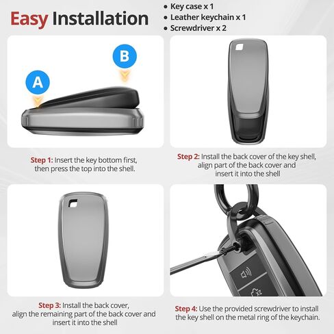 لملحقات غطاء Ford Key Fob - غطاء مفتاح TPU غير لامع مع سلسلة مفاتيح جلدية لـ Explorer F150 Bronco Fusion Escape Expedition Mustang Edge (رمادي غير لامع، موديل-1) in Kuwait