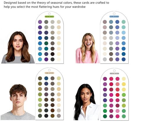 Ultimate 12 Season Color Analysis Cards,All 12 Color Seasonal Set,Portable Color Matching Guide for Outfits & Makeup,Double-Sided Palette in Kuwait