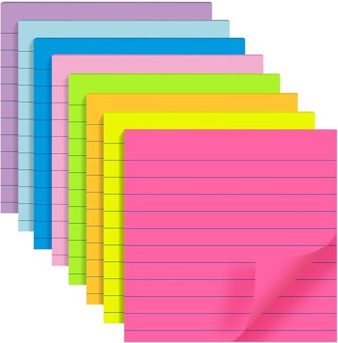 (8 Pads) Lined Sticky Notes 4x6 in Post, 8 Colors Self Sticky Notes Pad Its, Bright Post Stickies Colorful Big Rectangular Sticky Notes for Office, Home, School, Meeting, 40 Sheets/pad in Kuwait