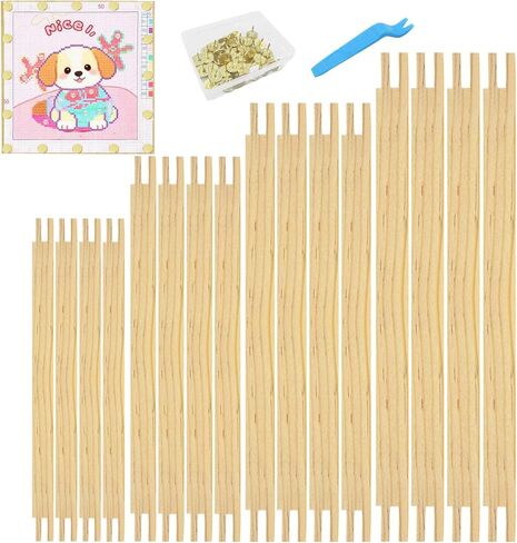 SPRFAIRY 16PCS Needlepoint Stretcher Bars for Needlework 6 8 10 12 Inch Wooden Canvas Stretcher Bars with 50 Thumb Tacks 4 Size Needlepoint Embroidery Stitch Frame Set for Crafts Art in Kuwait