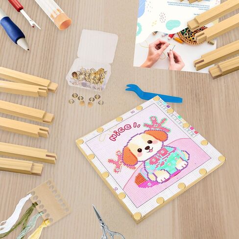 SPRFAIRY 16PCS Needlepoint Stretcher Bars for Needlework 6 8 10 12 Inch Wooden Canvas Stretcher Bars with 50 Thumb Tacks 4 Size Needlepoint Embroidery Stitch Frame Set for Crafts Art in Kuwait