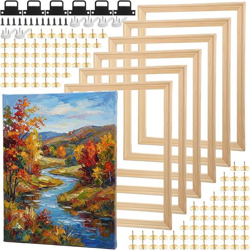 6 Pack 12"x16" DIY Wood Canvas Stretcher Bars, Solid Wood & Iron Frame Kits for Gallery Wrap Oil Painting, Canvas Art, Posters, and Needlepoint – Easy to Assemble (12" x 16") in Kuwait