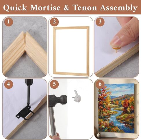 6 Pack 12"x16" DIY Wood Canvas Stretcher Bars, Solid Wood & Iron Frame Kits for Gallery Wrap Oil Painting, Canvas Art, Posters, and Needlepoint – Easy to Assemble (12" x 16") in Kuwait