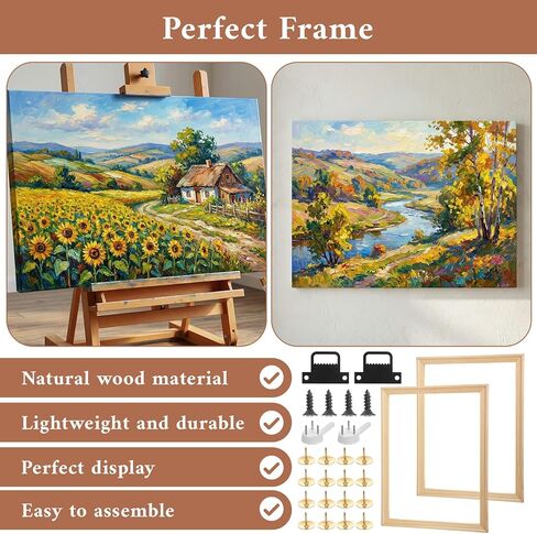 6 Pack 12"x16" DIY Wood Canvas Stretcher Bars, Solid Wood & Iron Frame Kits for Gallery Wrap Oil Painting, Canvas Art, Posters, and Needlepoint – Easy to Assemble (12" x 16") in Kuwait