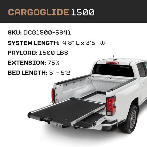 CargoGlide Truck Bed Slide – 1500 lb Capacity, 75% Extension – Heavy-Duty Pickup Cargo Slide for Easy Bed Access – Compatible with CargoGlide 1500/75% / 41" W / 56" L for Midsize - Short in Kuwait