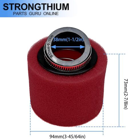 Strongthium 38mm Angled Foam Pod Air Filter Cleaner for 50cc 70cc 90cc 110cc 125cc 150cc GY6 Carb Motorcycle ATV Go Kart Scooter Pit Dirt Mini Moto Bike Quad Moped Parts. in Kuwait