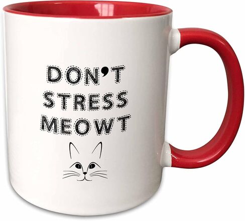 3dRose Don't Stress Meowt Mug, 11 oz, Red in Saudi Arabia