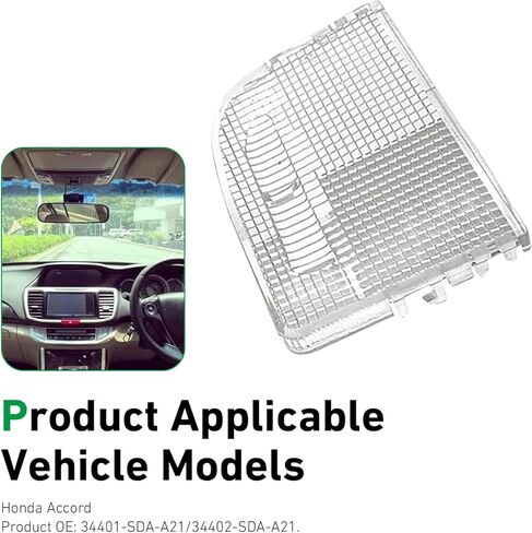 WZP Interior Dome Light Cover, Reading Roof Map Dome Light Lens Cover, 34401-SDA-A21 34402-SDA-A21, Compatible with Honda Accord Hybrid Civic Element Odyssey Pilot Ridgeline with Sunroof Only (White) in Kuwait