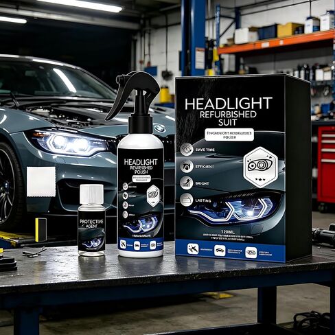Professional Headlight Restoration Kit for Cars, Fast Oxidation & Yellowing Remover for Clearer Headlights and Improved Night Driving Visibility in Kuwait