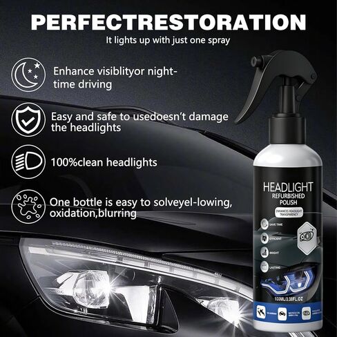 2Pcs Car Headlight Restoration Polishing Kits,Headlight Restoration Kit,Headlight Cleaner And Restorer Kit,Fast & Easy Car Headlight Cleaner,Multifunctional Car Headlight Polishing(100ml+20ml) in Kuwait