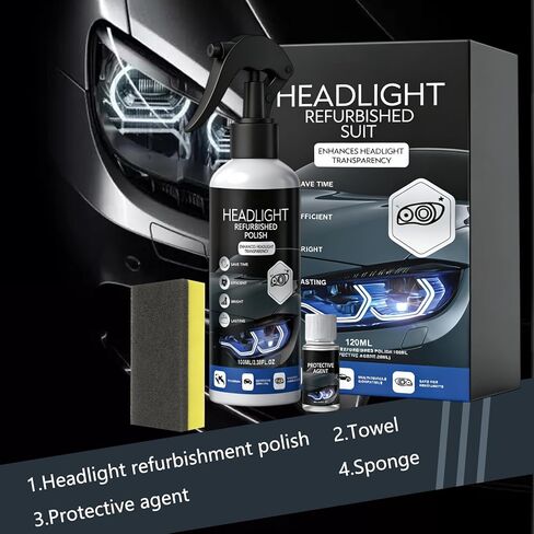 2Pcs Car Headlight Restoration Polishing Kits,Headlight Restoration Kit,Headlight Cleaner And Restorer Kit,Fast & Easy Car Headlight Cleaner,Multifunctional Car Headlight Polishing(100ml+20ml) in Kuwait