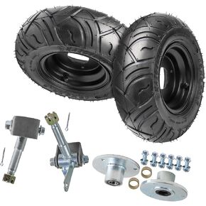 13x5.00-6 Tubeless Tire and Wheel Assembly for Go Kart, ATV, UTV, Quad, Golf Cart, Mini Bike - 3 Bolt Rim, Front Wheel Hubs, Steering Spindles, All-Terrain, 2 Pack (Silver) in Kuwait
