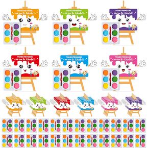 K1tpde 24 Pack End of the Year Watercolor Paint Set with Easel-Shaped Greeting Card for Kids, Bulk Exchange Gift for Boys Girls School Classroom Prizes, DIY Mini Paint Set Funny Graduation Party Favor in Kuwait