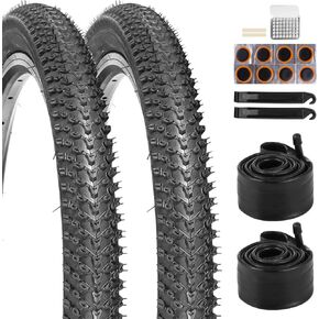 2 Pcs 24/26 x 1.95 Bike Tires and 2 Pcs 24/26x1.75-2.215" Bike Tube with Tire Repair Tools, Foldable 24 inch Bicycle Tires 26 inch Mountain Bike Tire, Portable MTB Tires in Saudi Arabia