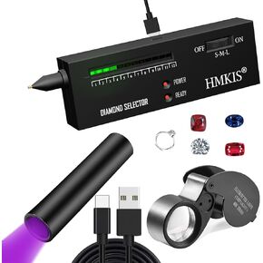 HMKIS Diamond Tester + 365nm UV Light Effectively Screen Natural Diamonds, Moissanites, and CZ. Powered by USB, Jewelry Diamond Tester Applicable to Diamonds 0.025ct and Above(Non-Rechargeabe) in Kuwait