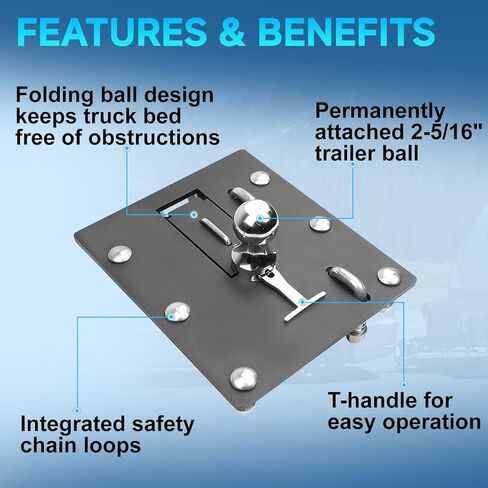 61052 Over Bed Folding Ball Gooseneck Trailer Hitch, 2-5/16" Ball, 30000 lbs in Kuwait