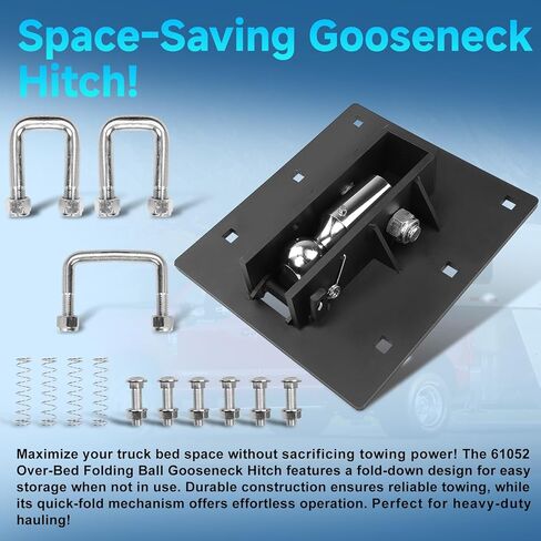 61052 Over Bed Folding Ball Gooseneck Trailer Hitch, 2-5/16" Ball, 30000 lbs in Kuwait