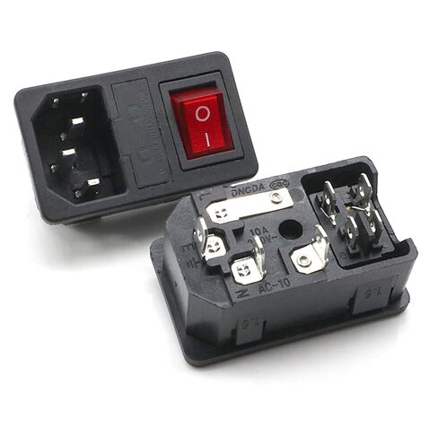 3-Pack Panel Mount AC Power Inlet Module with Fuses, Rocker Switch & Red Light, IEC C14 Socket 250V 10A, Snap-in Installation for Electrical Enclosure in Kuwait