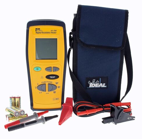 جهاز اختبار العزل المحمول باليد 61-795 من IDEAL Electrical، جهد اختبار 250/500/1000 فولت، أصفر، للخدمة العامة in Saudi Arabia