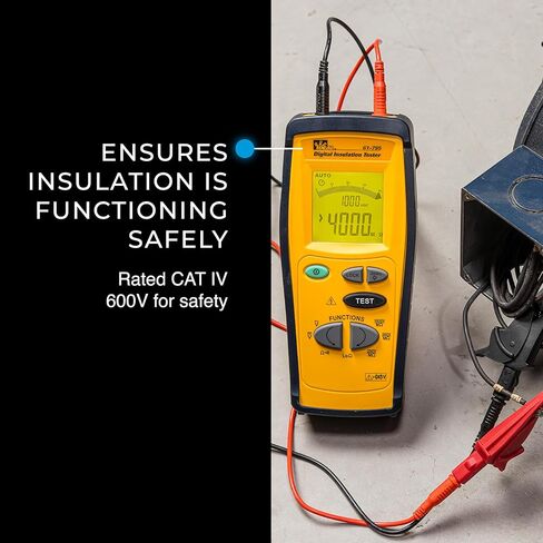 جهاز اختبار العزل المحمول باليد 61-795 من IDEAL Electrical، جهد اختبار 250/500/1000 فولت، أصفر، للخدمة العامة in Saudi Arabia
