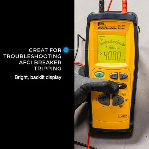 جهاز اختبار العزل المحمول باليد 61-795 من IDEAL Electrical، جهد اختبار 250/500/1000 فولت، أصفر، للخدمة العامة in Saudi Arabia