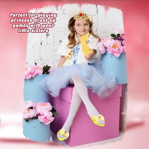 32 Pcs Princess Dress Up Set for Girls Includ 4 Pairs Heels Shoes and 28 Princess Accessories with Crown, Magic Wand, Gloves, Jewelry for Toddler Pretend Play Birthday in Kuwait