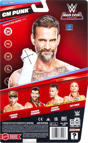شخصية Mattel WWE CM Punk Action، سلسلة الحدث الرئيسي #164، نجم سوبر قابل للجمع مقاس 6 بوصات مع 14 نقطة مفصلية ومظهر يشبه الحياة in Kuwait