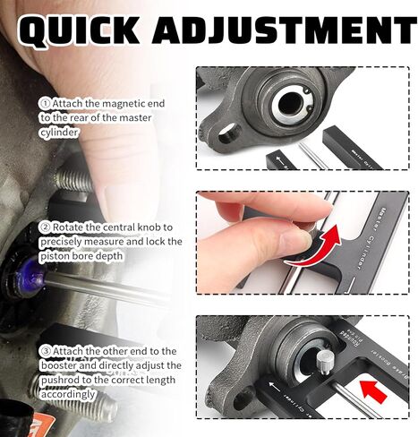 2026 Upgraded Car Brake Booster Adjustment Tool,Magnetic Brake Booster Push Rod Adjustment Tool for Master Cylinder Maintenance,Aluminum Brakes Tools for Most Cars/SUVs in Kuwait