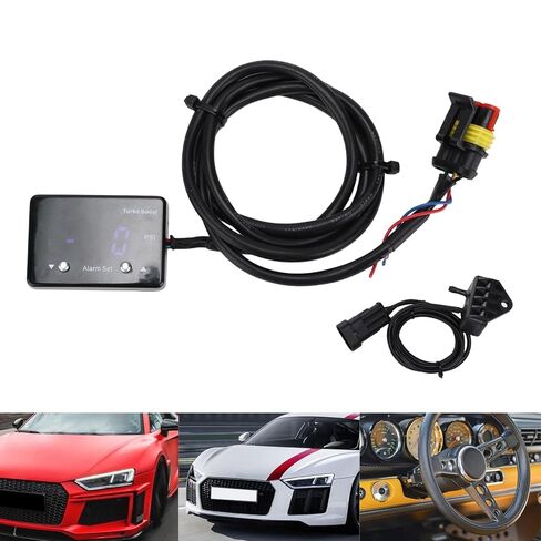 Digital Turbo Boost Gauge 12V, 14 to 40 PSI, Blue LED Display, Universal Car Pressure Meter - Easy Installation, Pressure Alarm Setting, Suitable for Most Cars in Kuwait