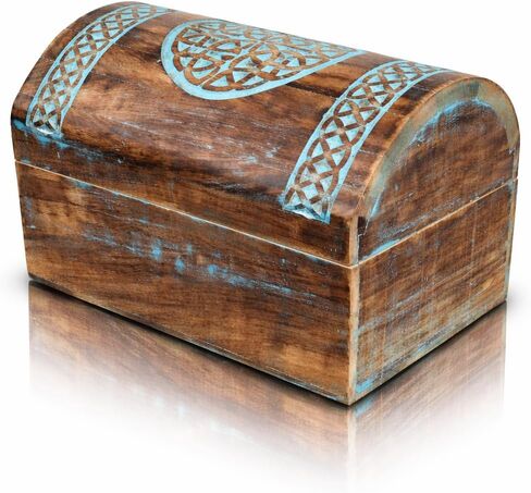 The Great Indian Bazaar Beautiful Birthday Gift Ideas Handmade Decorative Wooden Jewelry Box With Celtic Carving Jewelry Organizer Keepsake Box Treasure Chest Trinket Holder Watch Box Storage Box in Saudi Arabia