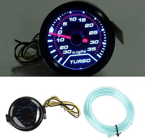 52MM Black ABS Turbo Boost Gauge with Blue LED Display for Car Dashboard 12V Pressure Meter for Modified Vehicles in Kuwait