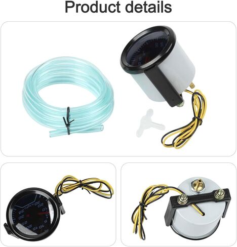 52MM Black ABS Turbo Boost Gauge with Blue LED Display for Car Dashboard 12V Pressure Meter for Modified Vehicles in Kuwait